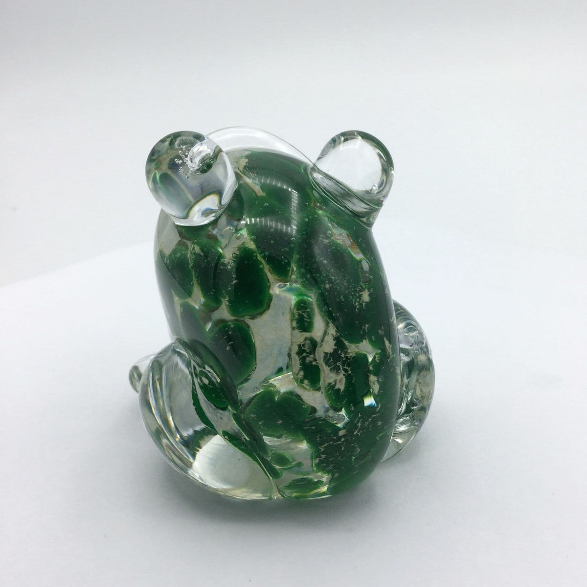 Beeches Vintage Valletta Glass Frog Ornament, a detailed collectible glass figurine with vibrant green and clear glass accents.