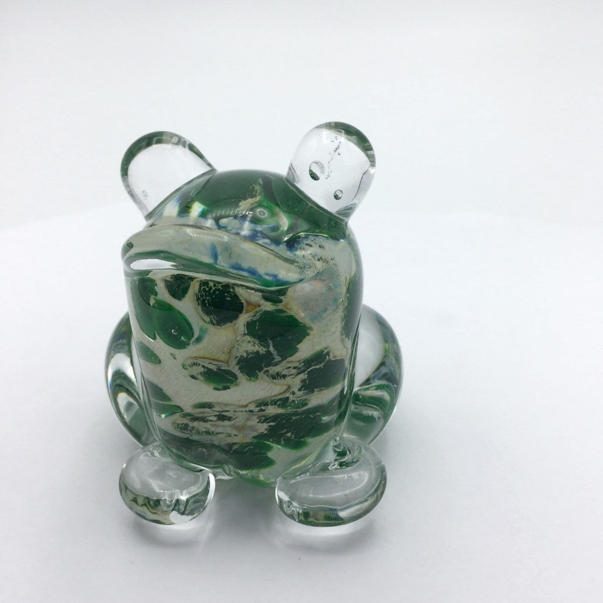 Beeches Vintage Valletta Glass Frog Ornament, a detailed and colorful collectible glass figurine of a frog.