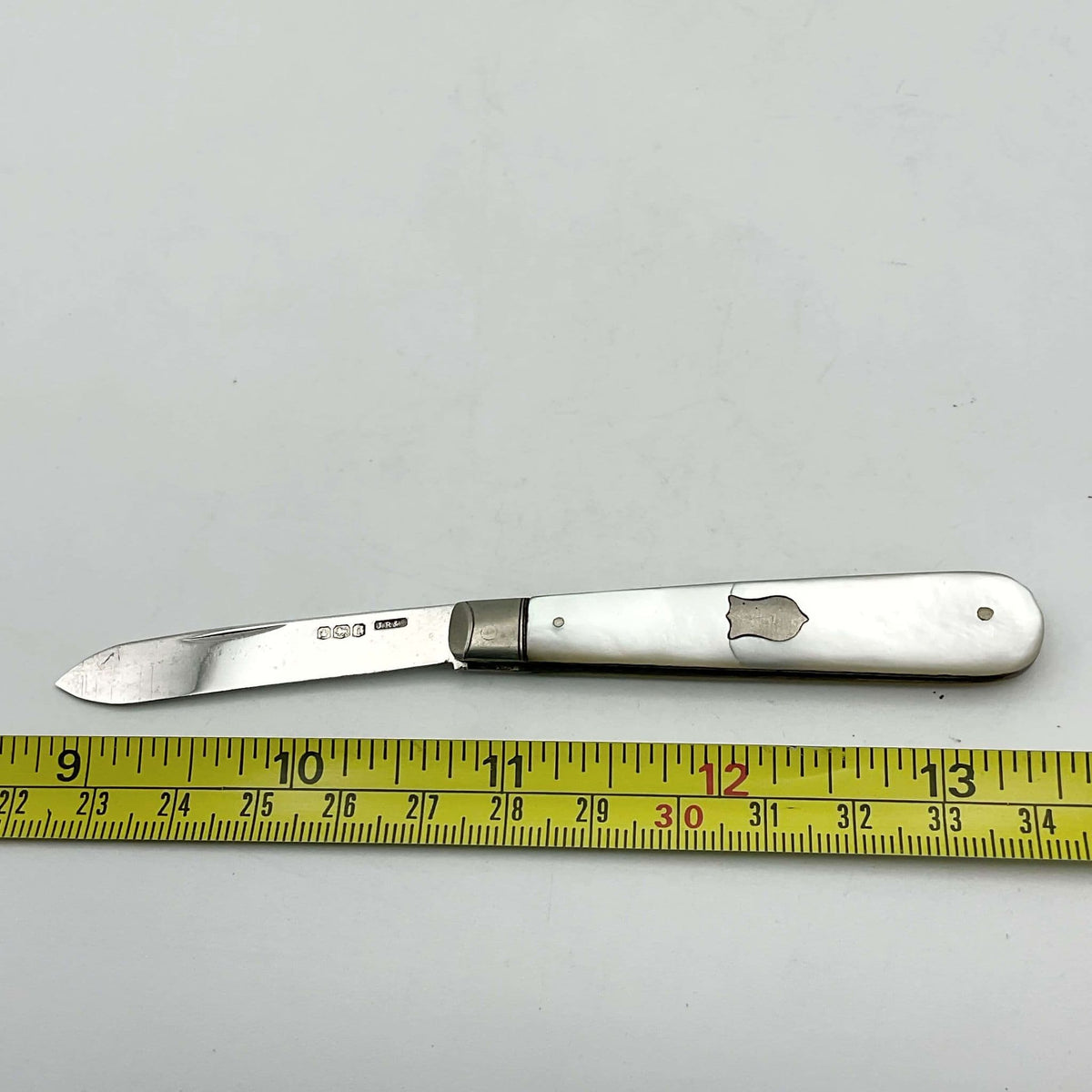 Antique Beeches Vintage sterling silver fruit knife with mother-of-pearl handle and 1926 hallmark, vintage silverware accessory.