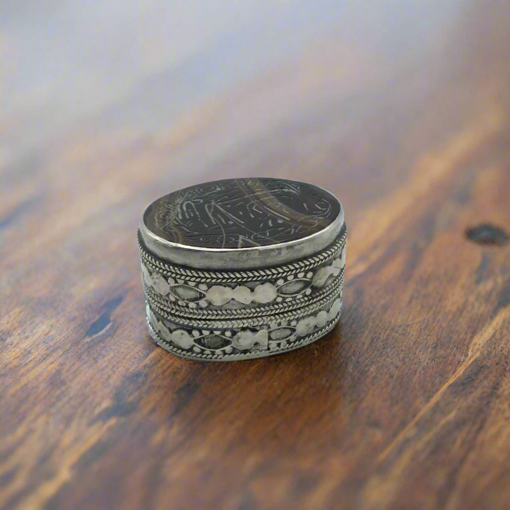 pill box on a wood table