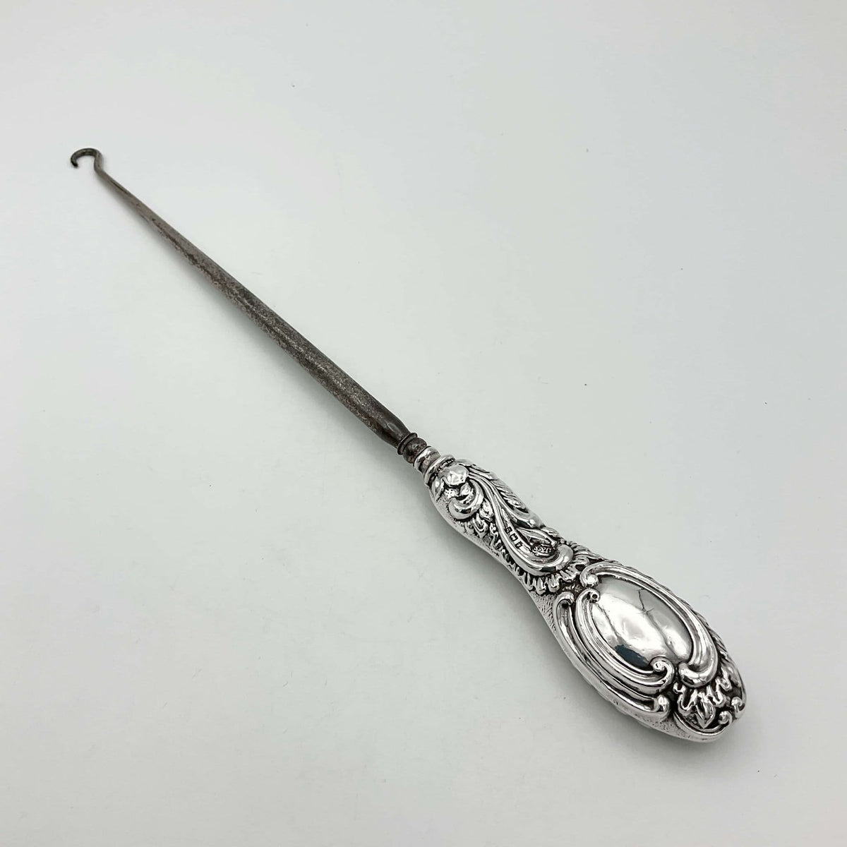 Antique 1901 Large Sterling Silver Button Hook - Beeches Vintage