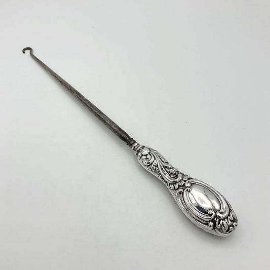Antique 1901 Large Sterling Silver Button Hook - Beeches Vintage