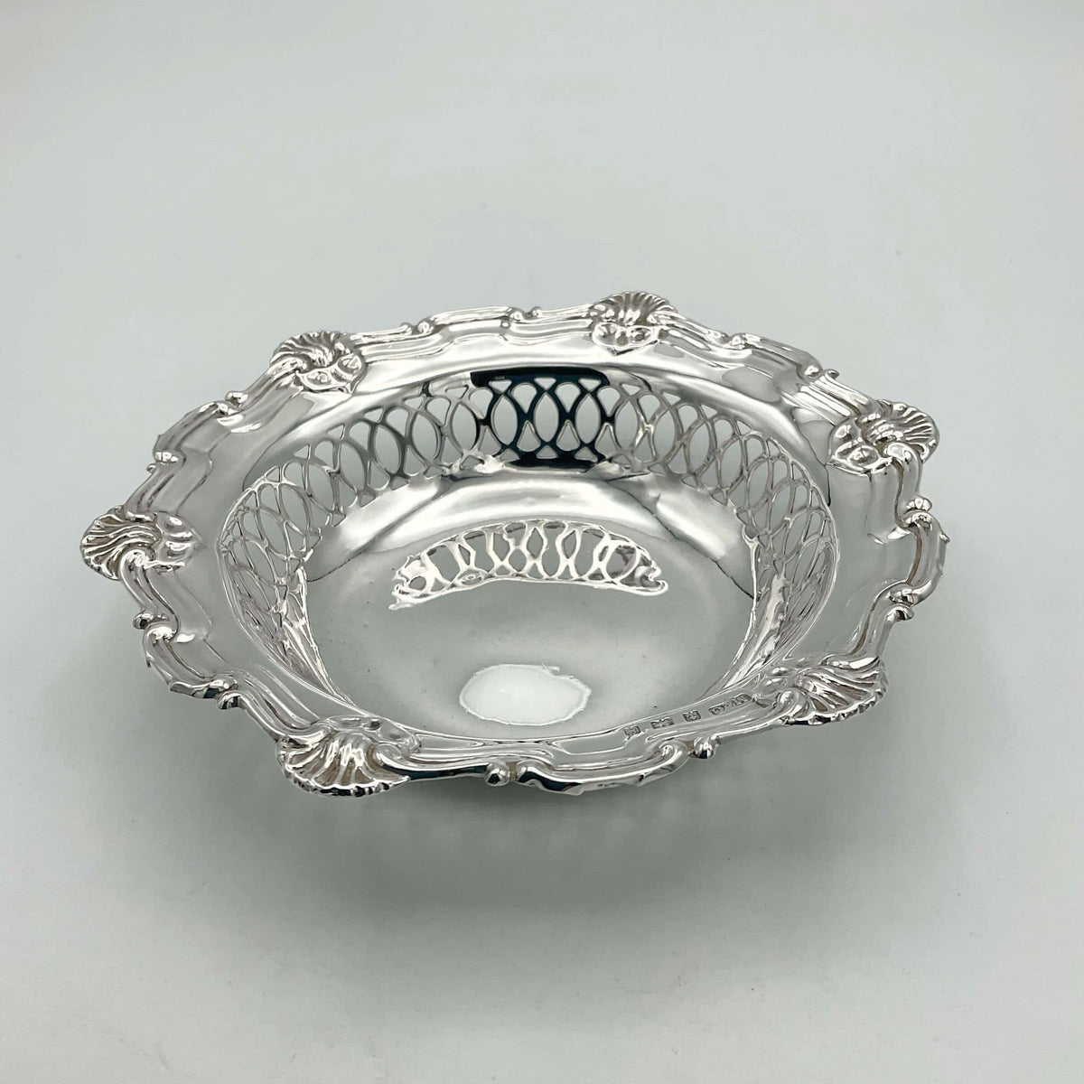 Antique 1906 Sterling Silver Bon Bon Dish, Edwardian Sweets Bowl - Beeches Vintage