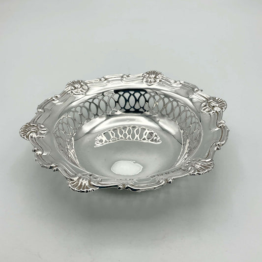 Antique 1906 Sterling Silver Bon Bon Dish, Edwardian Sweets Bowl - Beeches Vintage
