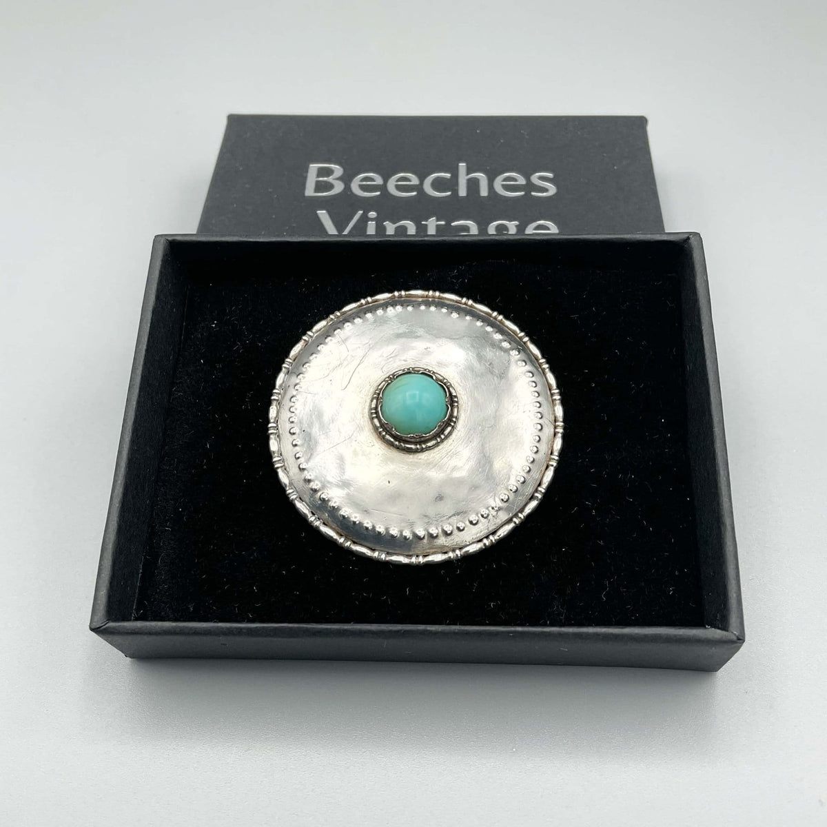 Antique Turquoise Shield Brooch - Beeches Vintage