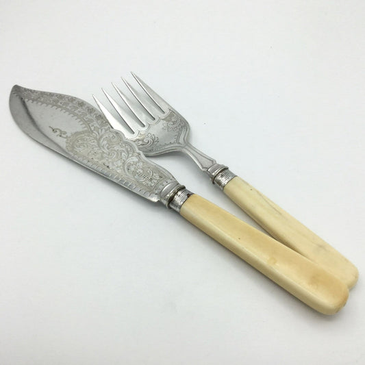 Antique Victorian Fish Servers, 1894 Silver Plated Serving Set - Beeches Vintage