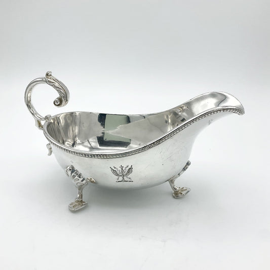 Antique Victorian Silver Plated Gravy Boat, Large Gravy Jug - Beeches Vintage