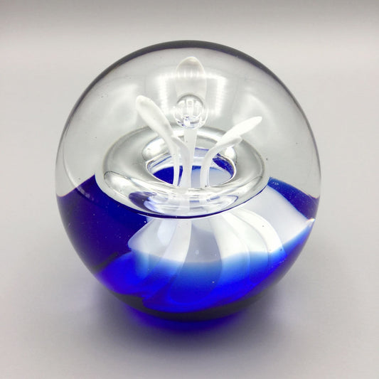 Blue Art Glass Paperweight - Beeches Vintage