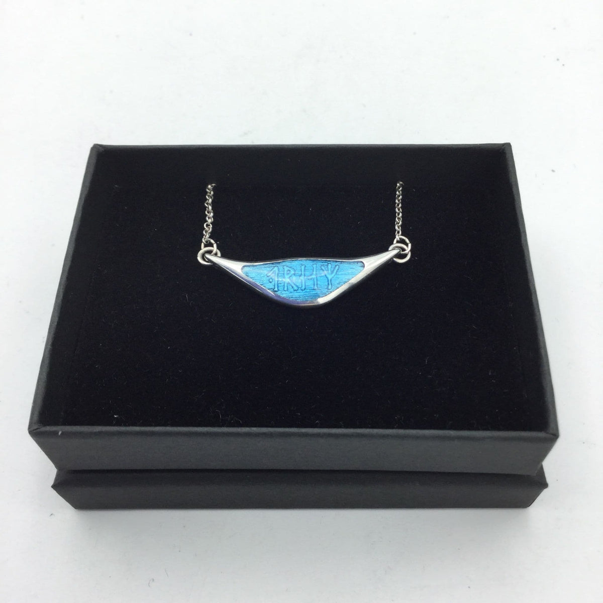 Blue Enamel Silver Pendant Necklace - Beeches Vintage