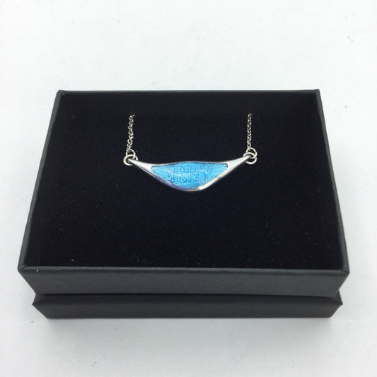 Blue Enamel Silver Pendant Necklace - Beeches Vintage