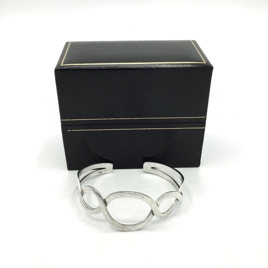 Boxed Sterling Silver Cuff Bangle Bracelet - Beeches Vintage