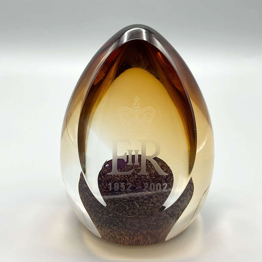 Caithness Queen's Golden Jubilee Paperweight, Royal Cypher - Beeches Vintage