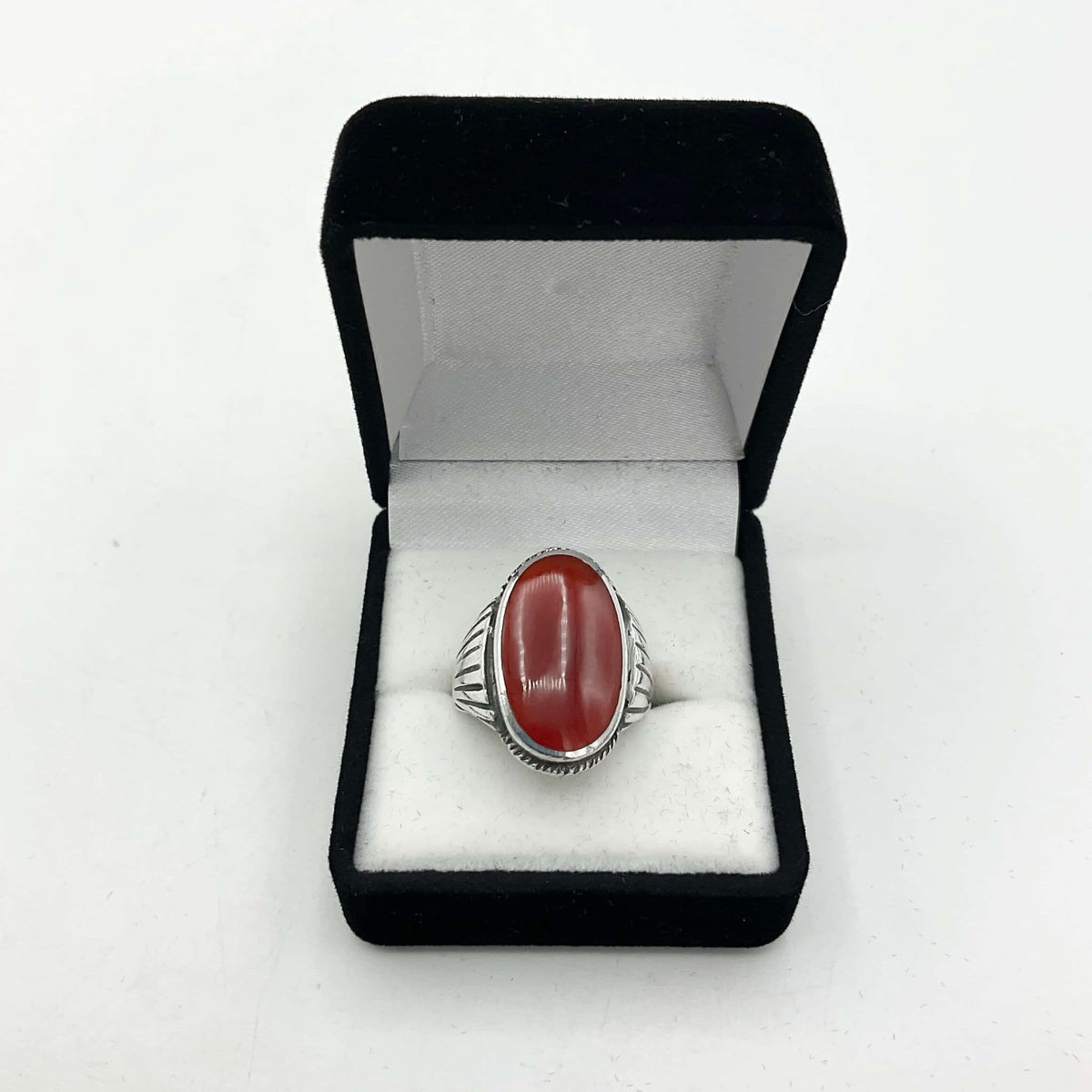 Polished Carnelian Gemstone Silver Ring - Beeches Vintage