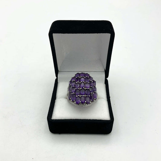 Purple Amethyst Silver Ring, February Birthstone - Beeches Vintage
