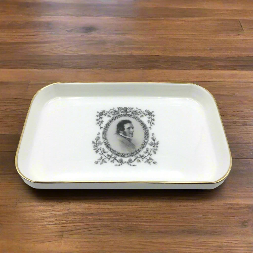 China tray on wood table