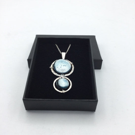 Shimmering Blue Glass Drop Pendant Necklace - Beeches Vintage