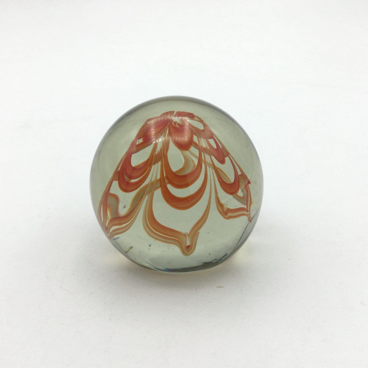 1970s Orange Swirl Glass Paperweight - Beeches Vintage