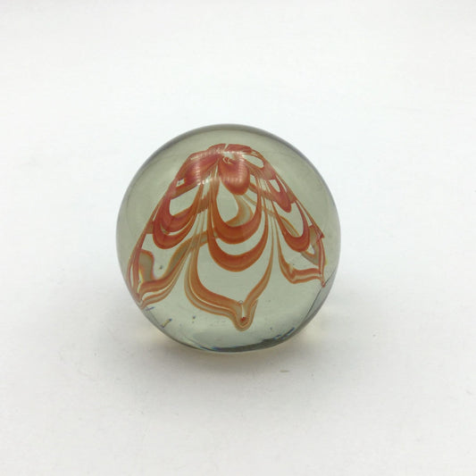 1970s Orange Swirl Glass Paperweight - Beeches Vintage